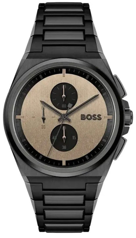 Hugo Boss Steer Chronograph Brown Dial Black Steel Strap Watch For Men - 1514043 Buy Now By Hugo Boss