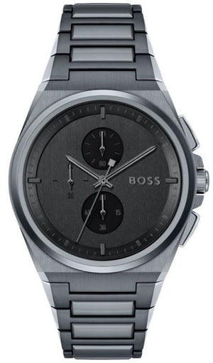 Hugo Boss Steer Chronograph Quartz Grey Dial Grey Steel Strap Watch For Men - 1513996 Buy Now By Hugo Boss