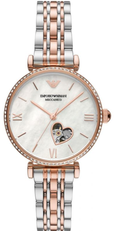 Emporio Armani Meccanico Automatic Mother of Pearl Dial Two Tone Steel Strap Watch For Women - AR60049 Buy Now By Emporio Armani