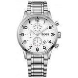 Hugo Boss Aeroliner Chronograph White Dial Silver Steel Strap Watch for Men - 1513182 Buy Now By Hugo Boss