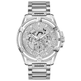 Guess King Quartz Silver Dial Silver Steel Strap Watch For Men - GW0497G1 Buy Now By Guess