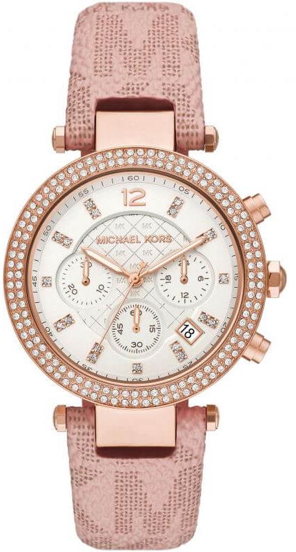 Michael Kors Parker Chronograph White Dial Pink Leather Strap Watch For Women - MK6935 Buy Now By Michael Kors