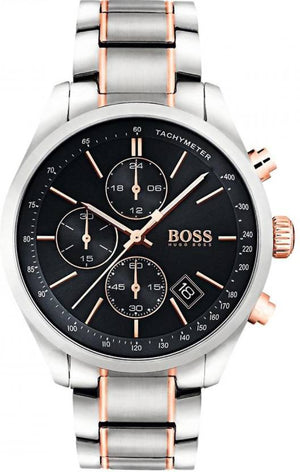 Hugo Boss Grand Prix Black Dial Two Tone Steel Strap Watch for Men - 1513473 Buy Now By Hugo Boss