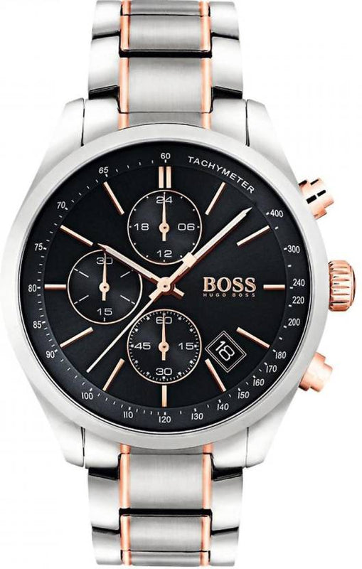 Hugo Boss Grand Prix Black Dial Two Tone Steel Strap Watch for Men - 1513473 Buy Now By Hugo Boss