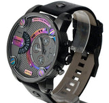 Diesel Badass Chronograph Anthracite Dial Black Leather Strap Watch For Men - DZ7270 Buy Now By Diesel