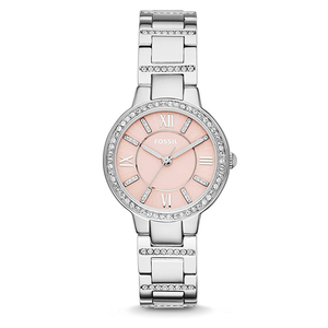 Fossil Virginia Pink Dial Silver Steel Strap Watch for Women - ES3504 Buy Now By Fossil