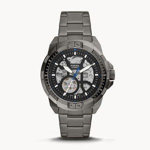 Fossil Bronson Automatic Skeleton Black Dial Grey Steel Strap Watch for Men - ME3218 Buy Now By Fossil