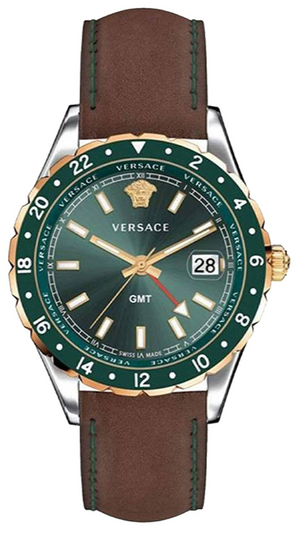 Versace Hellenyium Green Dial Brown Leather Strap Watch for Men - V11090017 Buy Now By Versace
