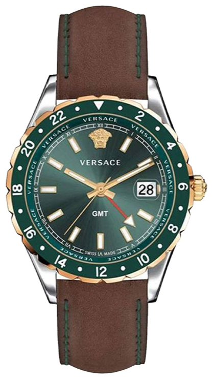 Versace Hellenyium Green Dial Brown Leather Strap Watch for Men - V11090017 Buy Now By Versace