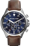 Michael Kors Gage Chronograph Blue Dial Brown Leather Strap Watch For Men - MK8362 Buy Now By Michael Kors