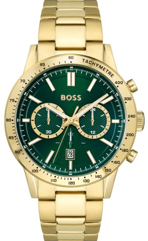 Hugo Boss Allure Chronograph Green Dial Gold Steel Strap Watch for Men - 1513923 Buy Now By Hugo Boss