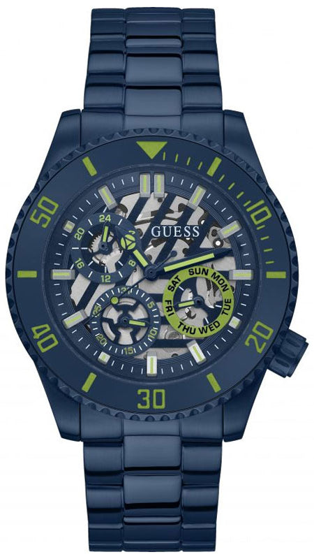 Guess Axle Multifunction Navy Blue Dial Blue Steel Strap Watch For Men - GW0488G4 Buy Now By Guess