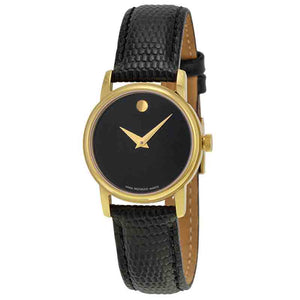 Movado Museum Black Dial Black Leather Strap Watch For Women - 2100006 Buy Now By Movado
