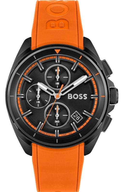 Hugo Boss Volane Black Dial Orange Silicone Strap Watch for Men - 1513957 Buy Now By Hugo Boss