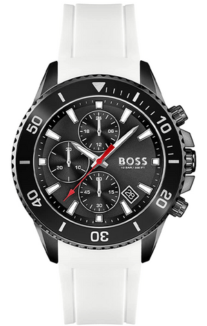 Hugo Boss Admiral Chronograph Black Dial White Rubber Strap Watch for Men - 1513966 Buy Now By Hugo Boss