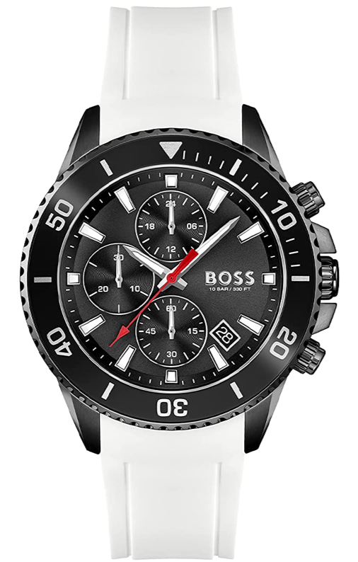 Hugo Boss Admiral Chronograph Black Dial White Rubber Strap Watch for Men - 1513966 Buy Now By Hugo Boss