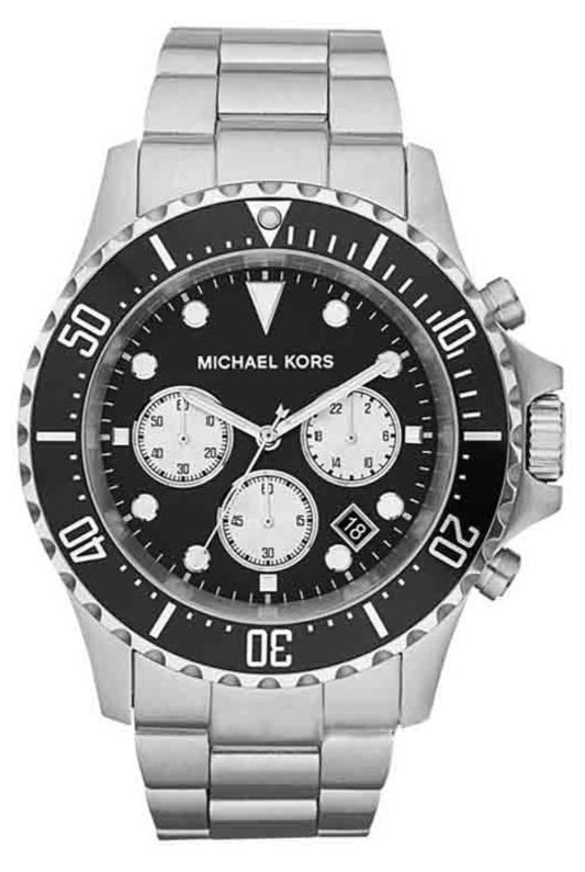 Michael Kors Everest Chronograph Black Dial Silver Steel Strap Watch For Men - MK8256 Buy Now By Michael Kors