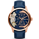 Fossil Townsman Twist Skeleton Blue Dial Blue Leather Strap Watch for Men - ME1138 Buy Now By Fossil