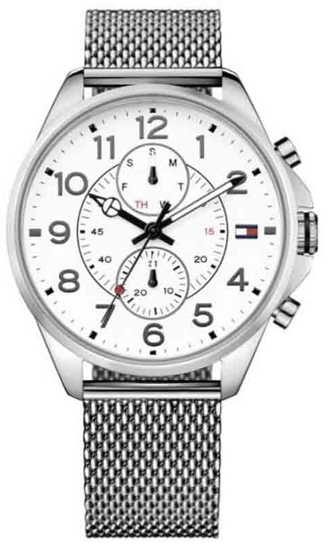 Tommy Hilfiger Dean Chronograph White Dial Silver Mesh Bracelet Watch for Men - 1791277 Buy Now By Tommy Hilfiger