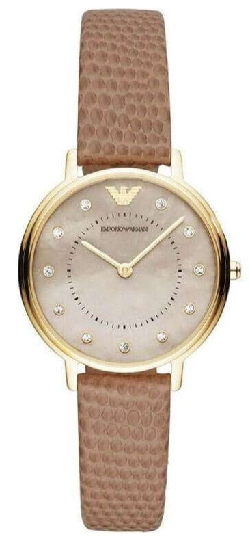 Emporio Armani Kappa Quartz Mother of Pearl Taupe Dial Brown Leather Strap Watch For Men - AR11151 Buy Now By Emporio Armani