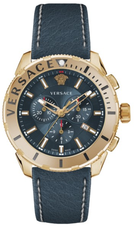 Versace Casual Chronograph Blue Dial Blue Leather Strap Watch for Men - VERG004-18 Buy Now By Versace