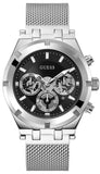 Guess Continental Quartz Black Dial Silver Mesh Strap Watch For Men - GW0582G1 Buy Now By Guess