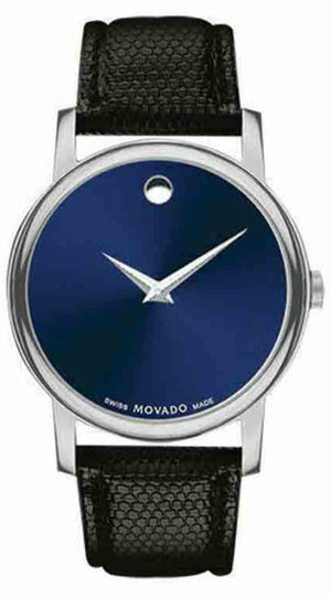 Movado Museum Blue Dial Black Leather Strap Watch For Women - 2100010 Buy Now By Movado