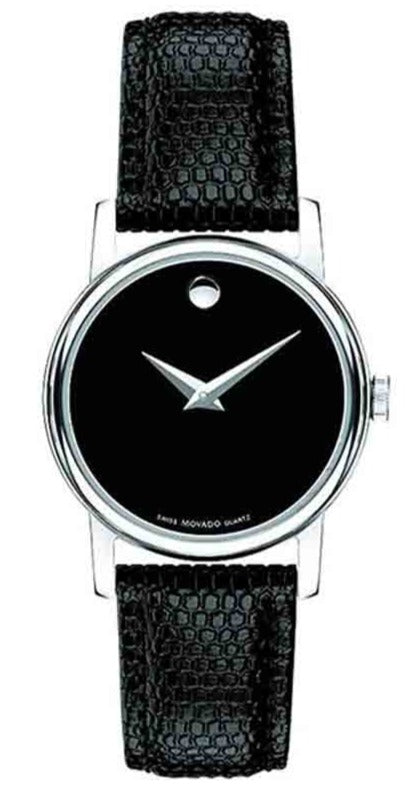 Movado Museum Black Dial Black Leather Strap Watch For Women - 2100004 Buy Now By Movado