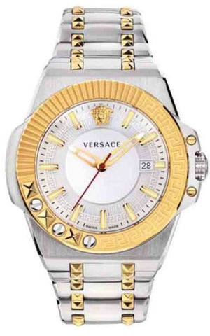 Versace Chain Reaction Quartz White Dial Two Tone Steel Strap Watch for Men - VEDY00519 Buy Now By Versace