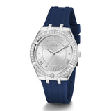 Guess Cosmo Diamonds Silver Dial Blue Rubber Strap Watch for Women - GW0034L5 Buy Now By Guess