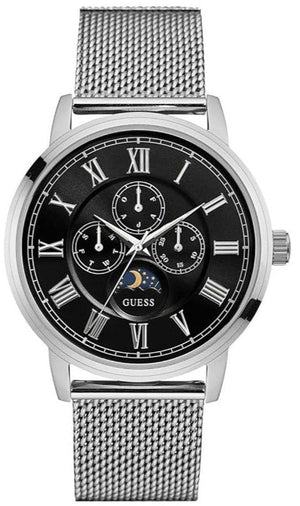 Guess Delancey Black Dial Silver Mesh Bracelet Watch for Men - W0871G1 Buy Now By Guess