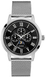 Guess Delancey Black Dial Silver Mesh Bracelet Watch for Men - W0871G1 Buy Now By Guess