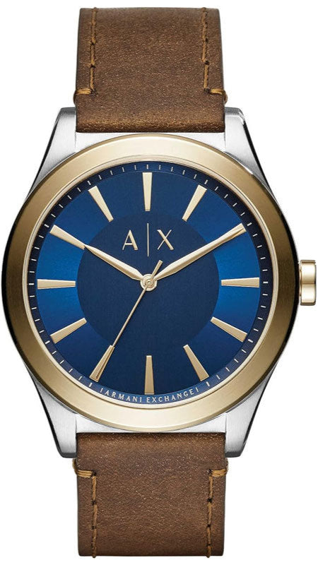 Armani Exchange Nico Quartz Blue Dial Brown Leather Strap Watch For Men - AX2334 Buy Now By Armani Exchange