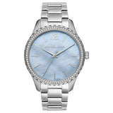 Michael Kors Layton Chronograph Mother of Pearl Blue Dial Silver Steel Strap Watch For Women - MK6847 Buy Now By Michael Kors