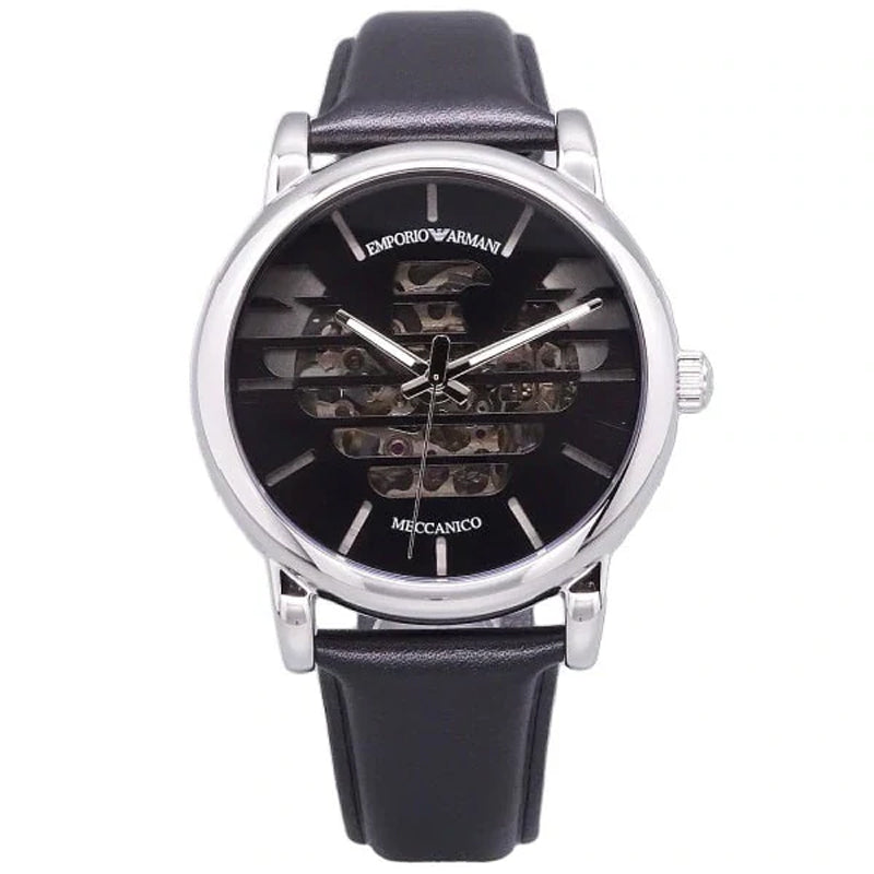 Emporio Armani Analog Automatic Black Dial Black Leather Strap Watch For Men - AR60040 Buy Now By Emporio Armani