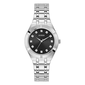 Guess Crystalline Diamonds Black Dial Silver Steel Strap Watch for Women - GW0114L1 Buy Now By Guess