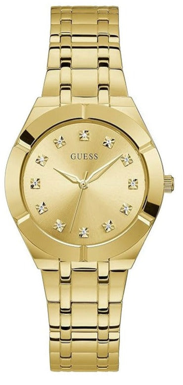 Guess Crystalline Diamonds Gold Dial Gold Steel Strap Watch for Women - GW0114L2 Buy Now By Guess