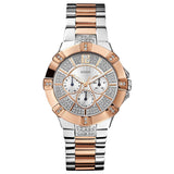 Guess Vista Analog Diamonds Silver Dial Two Tone Steel Strap Watch for Women - W0024L1 Buy Now By Guess