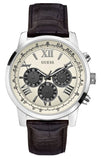 Guess Chronograph Quartz White Dial Brown Leather Strap Watch For Men - W0380G1 Buy Now By Guess