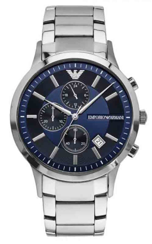Emporio Armani Renato Chronograph Blue Dial Silver Steel Strap Watch For Men - AR11164 Buy Now By Emporio Armani