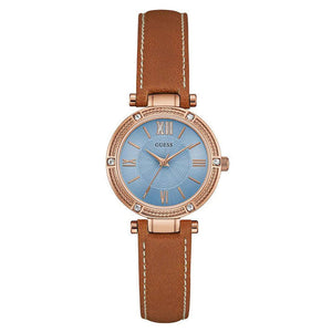Guess Park Avenue Blue Dial Brown Leather Strap Watch for Women - W0838L2 Buy Now By Guess