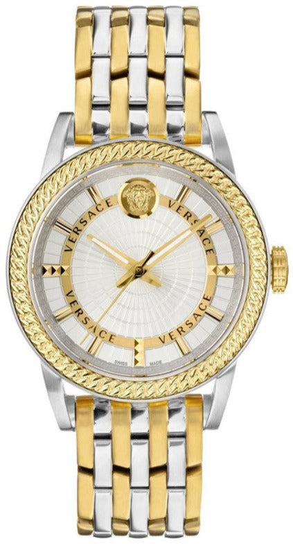 Versace V Eternal Quartz White Dial Two Tone Steel Strap Watch For Men - VEPO00620 Buy Now By Versace