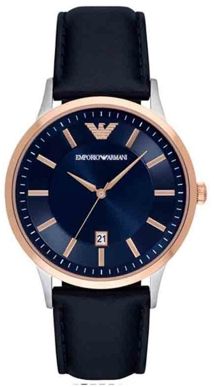 Emporio Armani Renato Analog Blue Dial Blue Leather Strap Watch For Men - AR11188 Buy Now By Emporio Armani