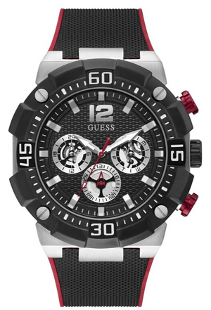 Guess Navigator Black Dial Black Rubber Strap Watch for Men - GW0264G1 Buy Now By Guess