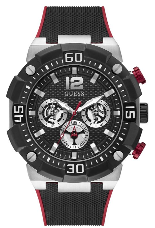 Guess Navigator Black Dial Black Rubber Strap Watch for Men - GW0264G1 Buy Now By Guess