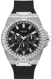 Guess Baguette Crystals Black Dial Black Silicone Strap Watch For Men - GW0208G1 Buy Now By Guess