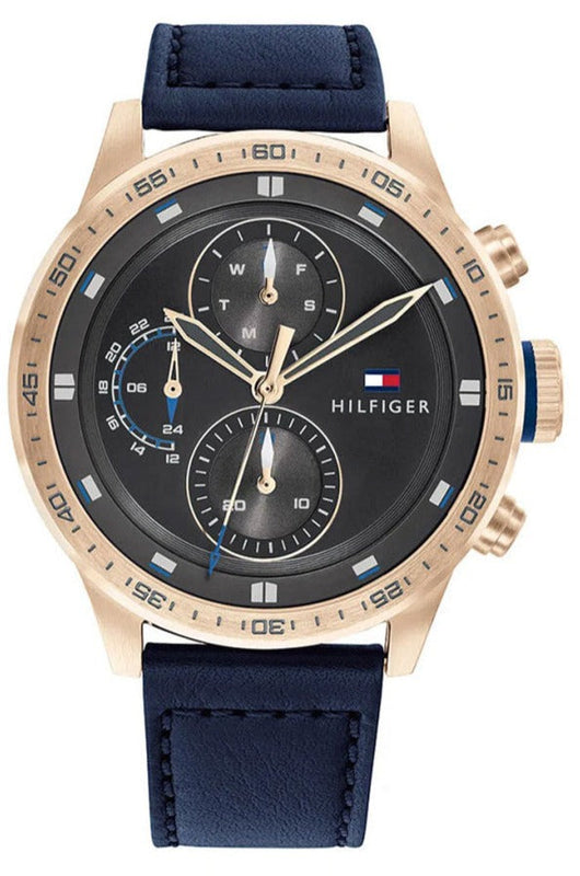 Tommy Hilfiger Trent Chronograph Grey Dial Black Leather Strap Watch For Men - 1791808 Buy Now By Tommy Hilfiger