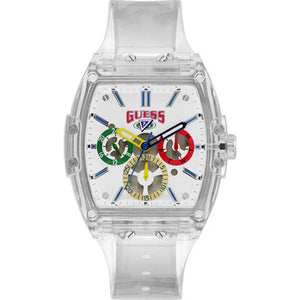 Guess Phoenix J Balvin White Dial Transparent Silicone Strap Watch For Men - V1051M1 Buy Now By Guess