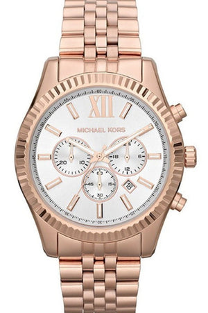 Michael Kors Lexington Chronograph White Dial Rose Gold Steel Strap Watch For Women - MK8313 Buy Now By Michael Kors