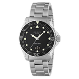 Gucci Dive Quartz Black Dial Silver Steel Strap Watch For Men - YA136301B Buy Now By Gucci